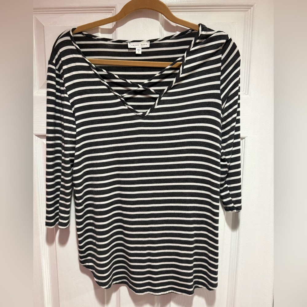Emory Park Striped Black and White Top